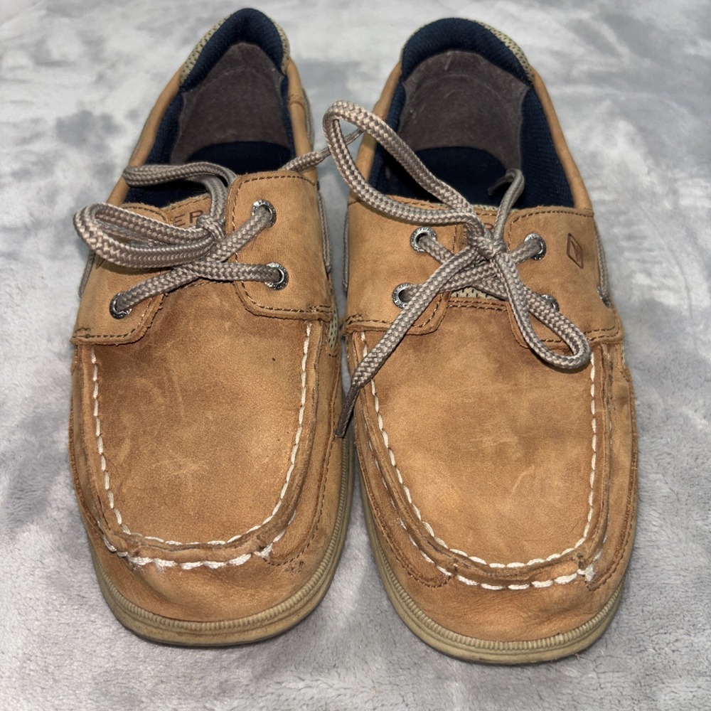 Sperry Top Sider BOYS Boat Shoes Size 5M Light‎ Brown